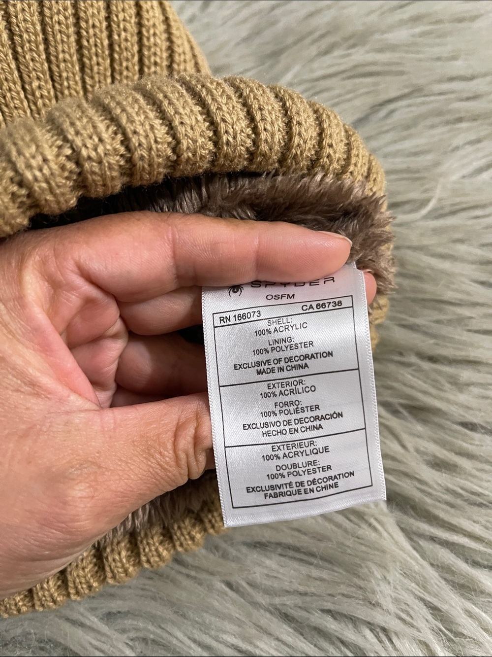 Spyder Ribbed Fold-Over Beanie - Camel/Tan - Picture 6 of 6